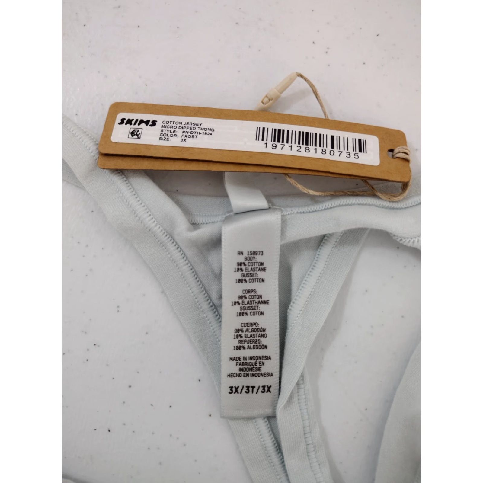 SKIMS Skims Cotton Jersey Micro Dipped Thong Color Frost Size 3X PN-DTH-1924 Size XXL / US 16-18 / IT 52-54 - 6 Thumbnail