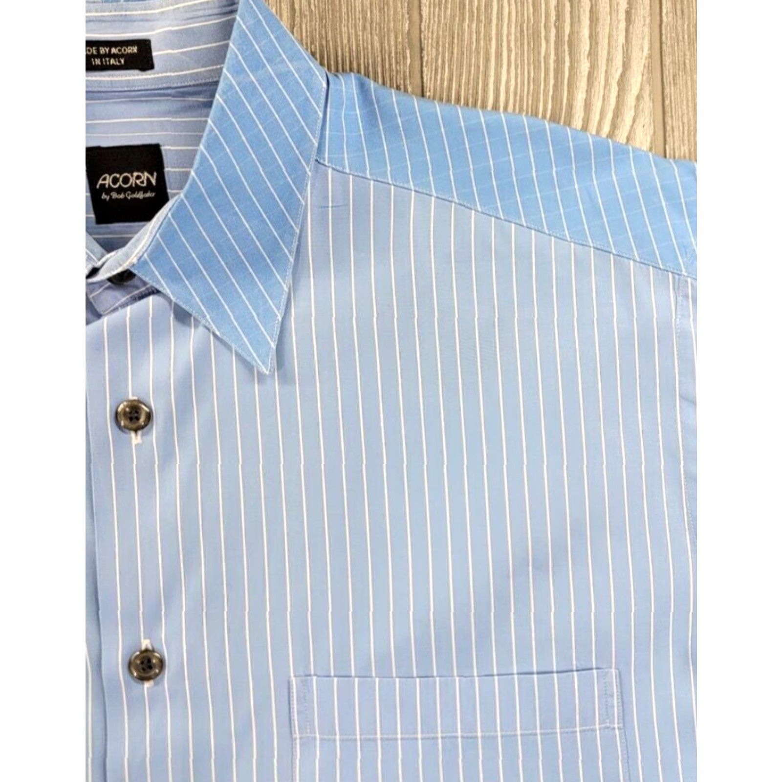 Vintage Acorn Shirt L Blue White Striped Button-Up Long Sleeve Italy Sz L Size US L / EU 52-54 / 3 - 3 Thumbnail