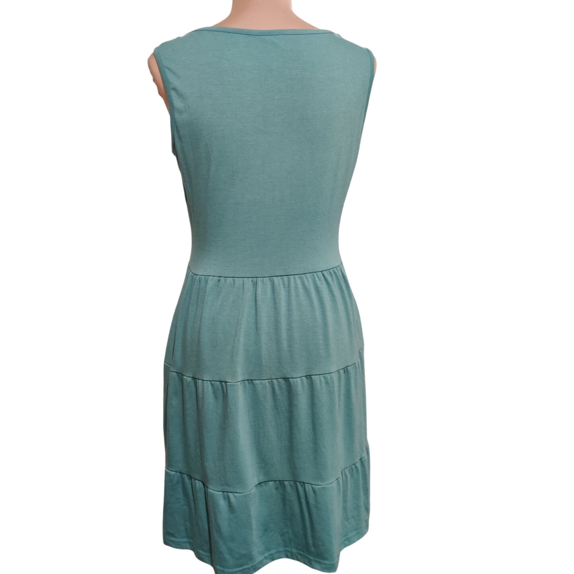 Other Womens Dress Button Front Summer Sleeveless V-Neck Pleated S Size M / US 6-8 / IT 42-44 - 4 Thumbnail