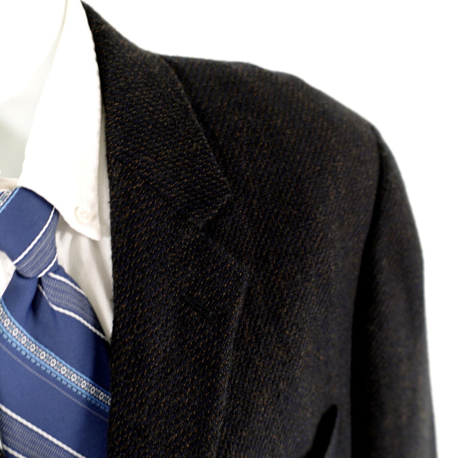Joseph Abboud Joseph Abboud Soft Tweed Wool Blue Black Tan Check 3 Button Size 44R - 2 Thumbnail