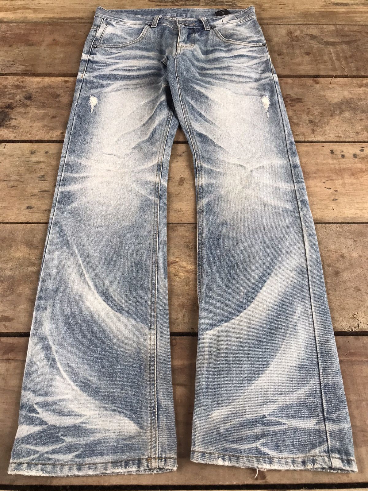 Pre-owned Archival Clothing X Distressed Denim Flare90s Style Improves Sick Fades Distressed Denim F394 (size 32)