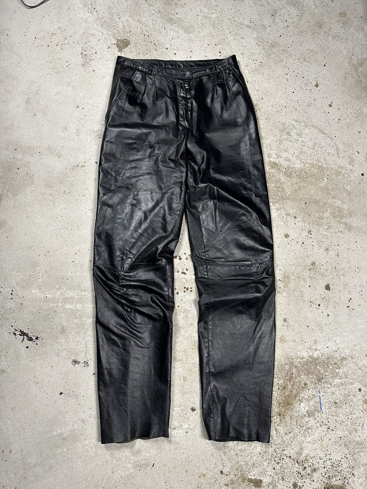 Vintage 90s Black Genuine Leather Pants Avant Garde moto