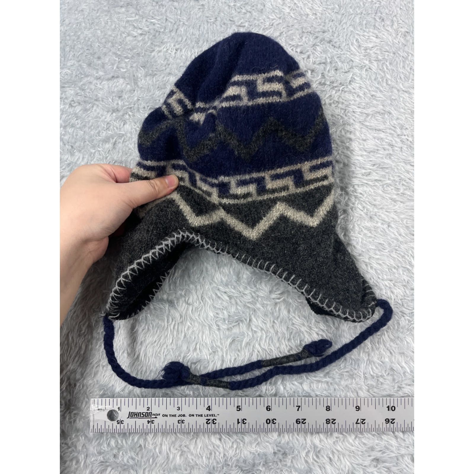 Walmart Beannie Toque Beanie Knit Geometric Blue Gray Mens One Size Lined Wool Nylon Polyester Acrylic Clothing Hat Size ONE SIZE - 4 Thumbnail