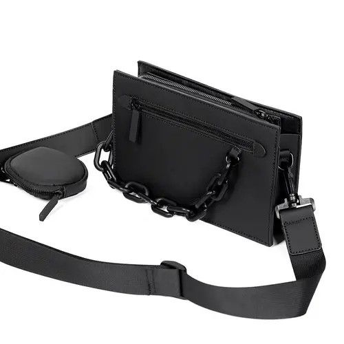 Streetwear Men's Box Crossbody Bag in Black