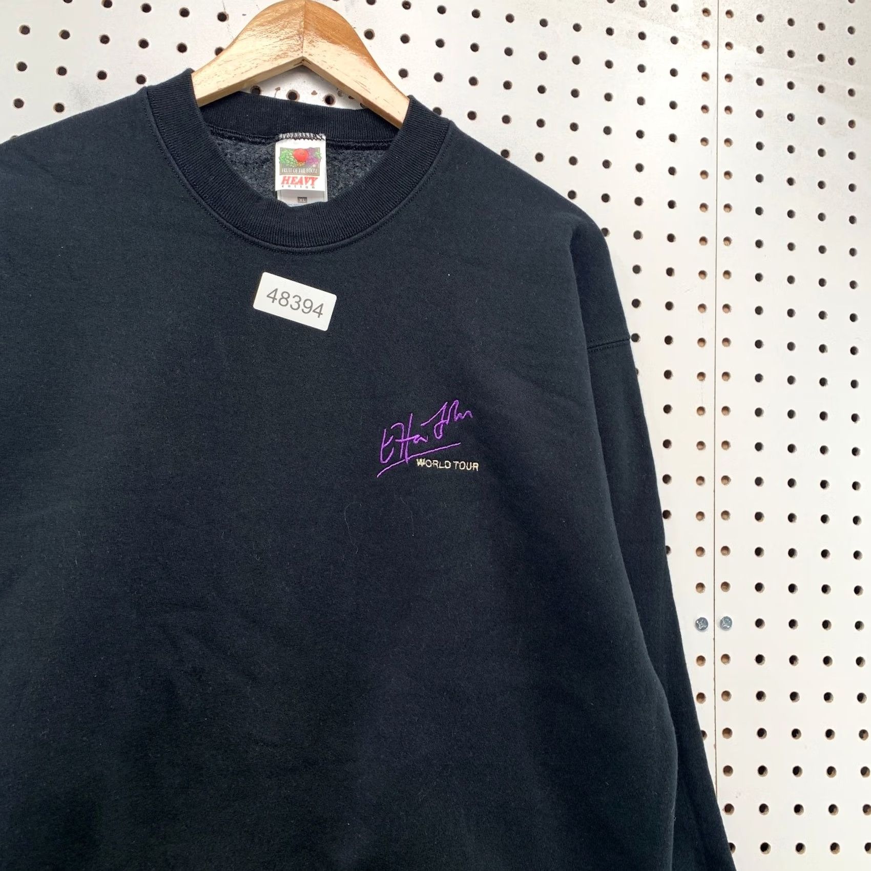Fruit Of The Loom Vintage Elton John World Tour Sweatshirt Mens XL Black Embroidered Fleece Size US XL / EU 56 / 4 - 2 Thumbnail