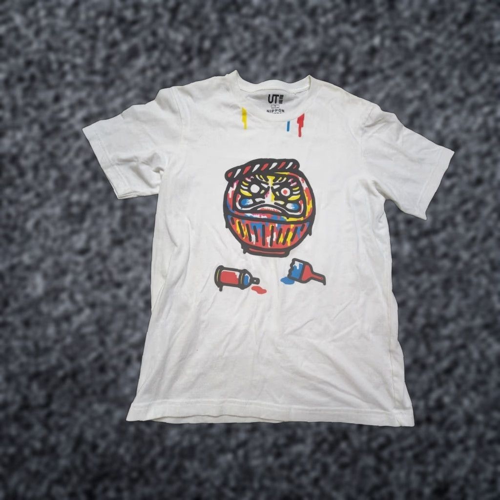 Uniqlo VINTAGE Uniqlo T-Shirt Nippon Omiyage Daruma Doll Buddhism Men Small White Crew Neck Short Sleeve Mens S Size US S / EU 44-46 / 1 - 1 Thumbnail