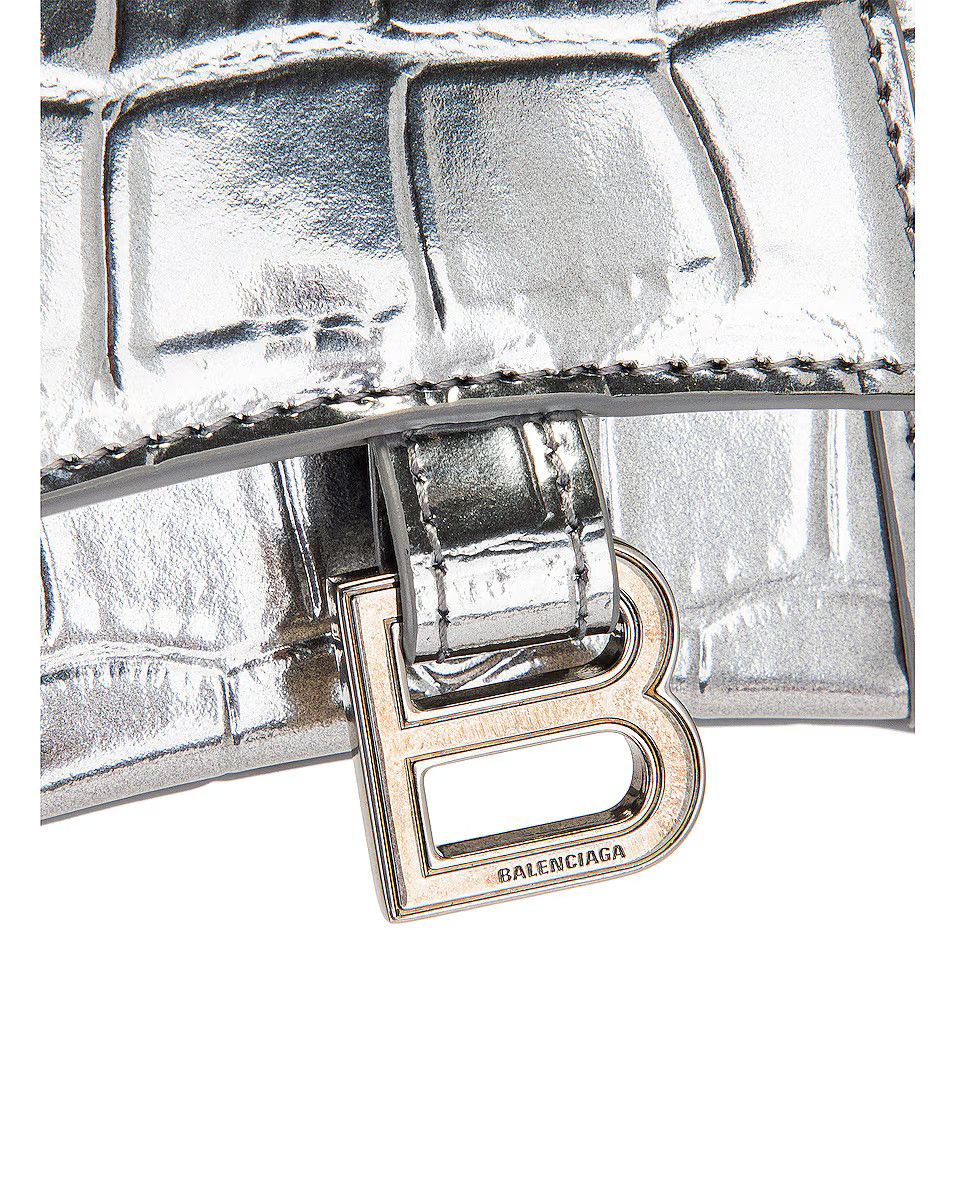 Balenciaga o1mt1gz1024 Size: OS / Hourglass Mini Bag W/Chain in Silver Size ONE SIZE - 4 Thumbnail