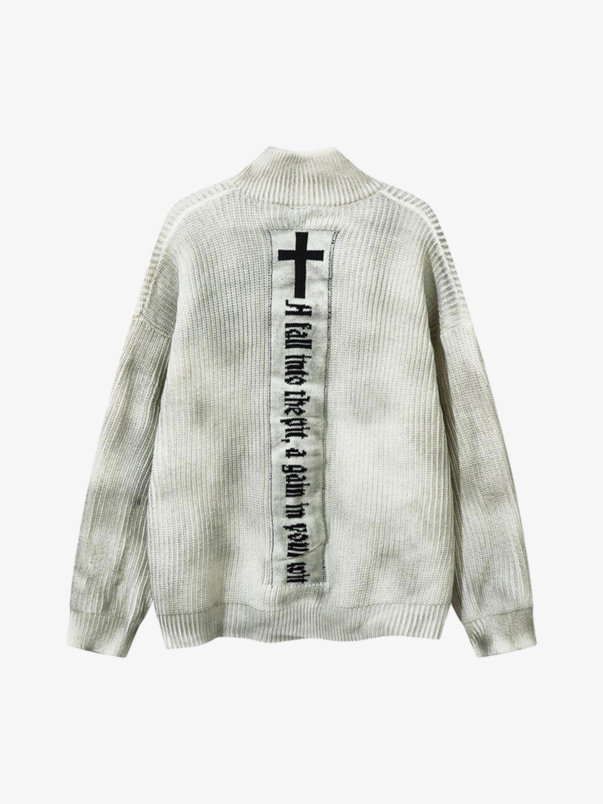 Other Ribbed Knit Dirty Dyed Embroidery Cross Sweater Size US L / EU 52-54 / 3 - 4 Thumbnail