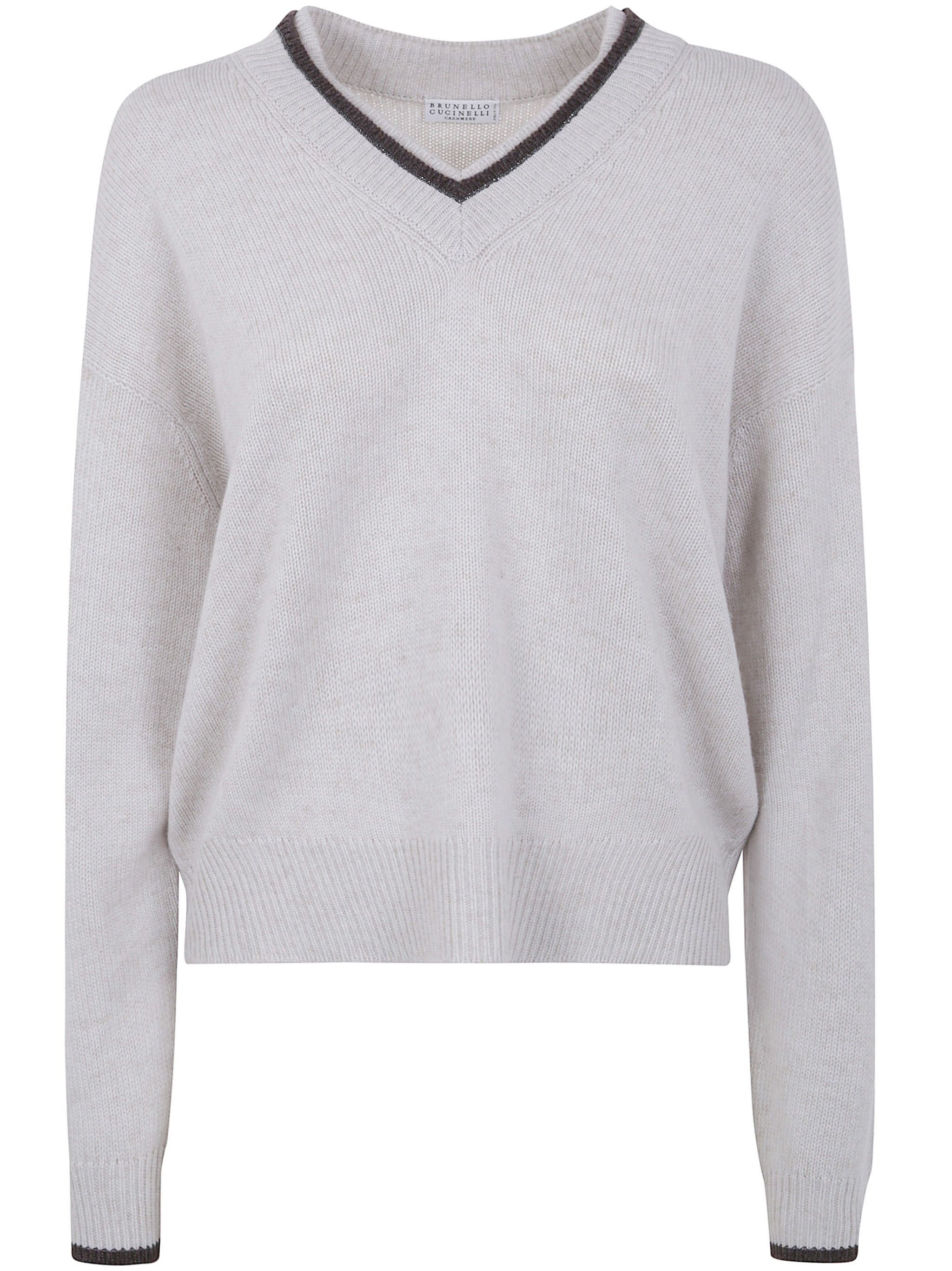 Brunello Cucinelli CASHMERE V NECK SWEATER Size L / US 10 / IT 46 - 1 Thumbnail
