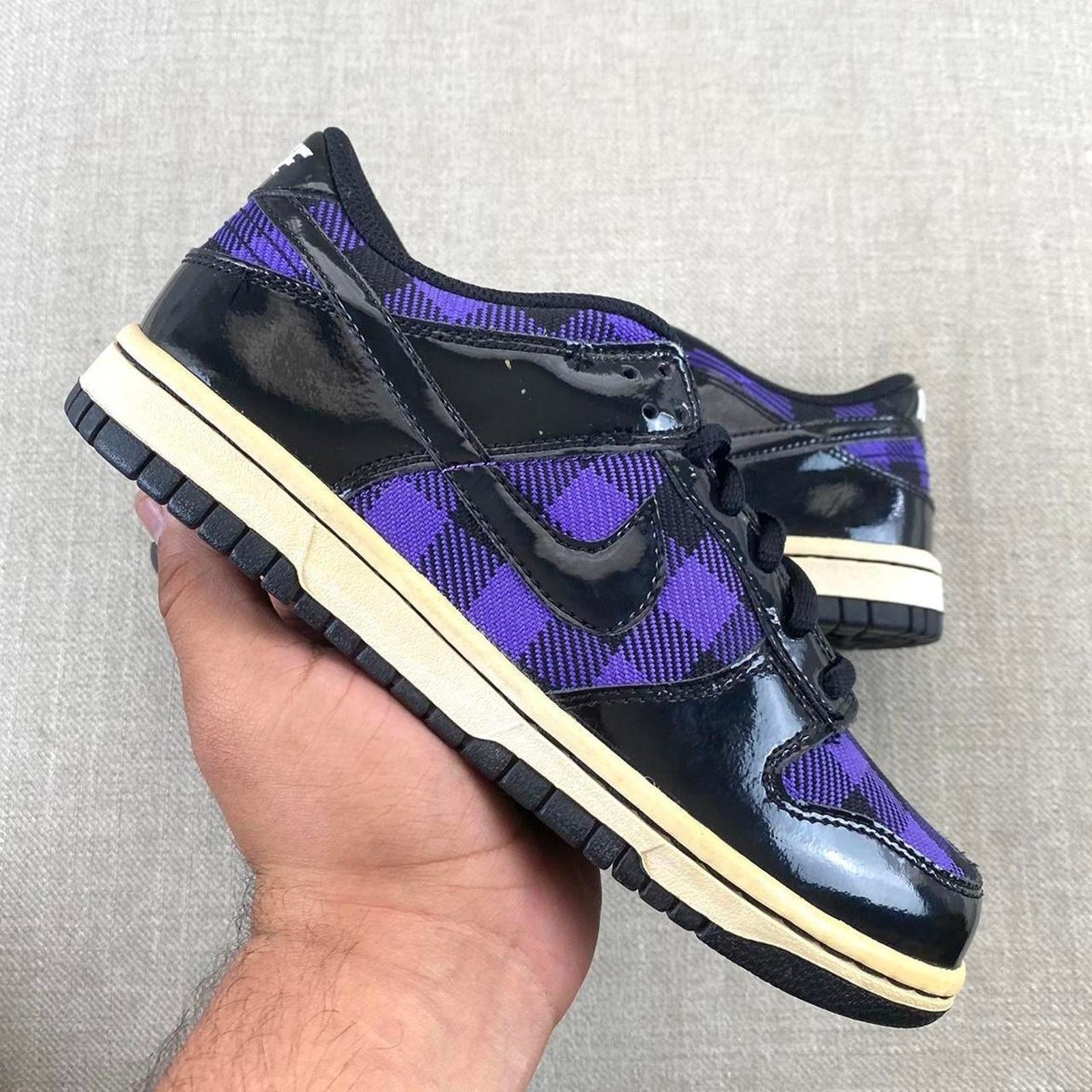 Nike 2010 Nike Dunk Low “Purple Patent Plaid” Size US 5.5 / IT 35.5 - 1 Thumbnail