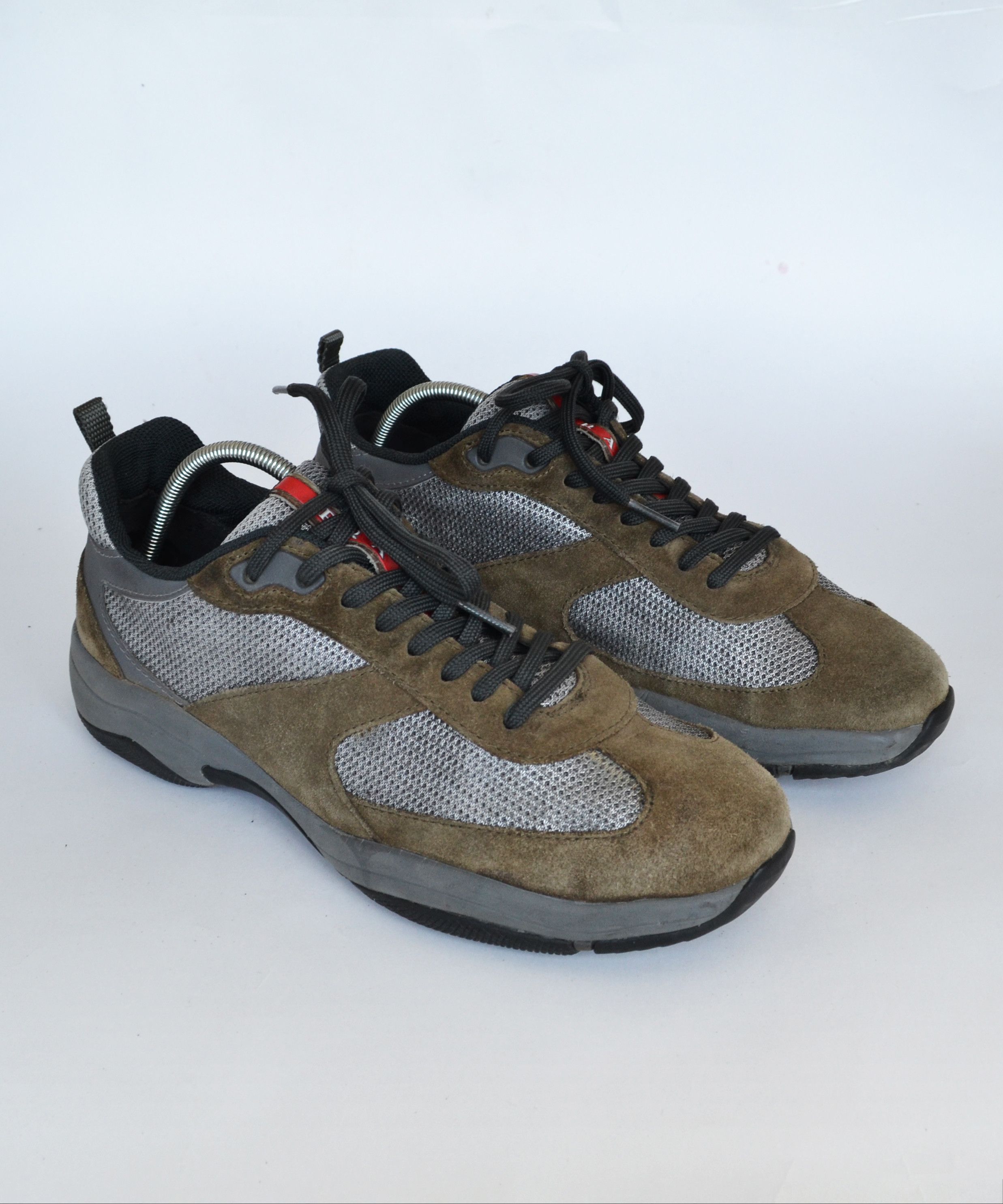 Prada 🔴 PRADA Sneakers Americas Cup Shoes Grey Suede Red Tab Size US 6 / EU 39 - 4 Thumbnail