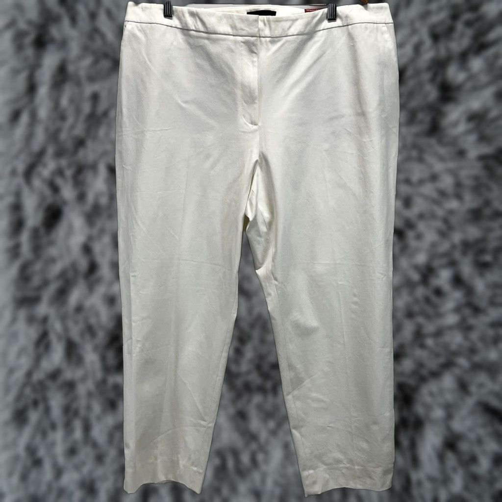Talbots VINTAGE Talbots Women Pants Plus 22W White Ankle Straight Cotton Blend Size 40" / US 18 - 1 Thumbnail