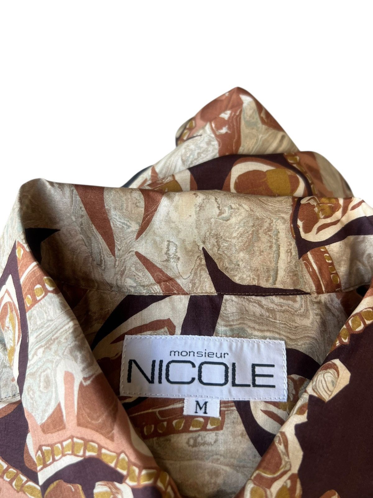 Japanese Brand Vintage 90s Monsieur Nicole Abstract Art 100% Silk Shirt Size US M / EU 48-50 / 2 - 23 Thumbnail