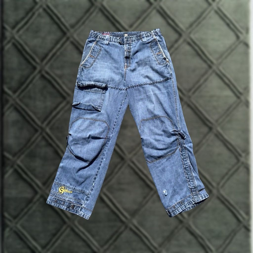 Vintage VINTAGE Marithe Francois Girbaud Jeans Wide-Leg Embroidered Patch Baggy 36 Blue Mens 36 Y2K Size US 36 / EU 52 - 1 Thumbnail