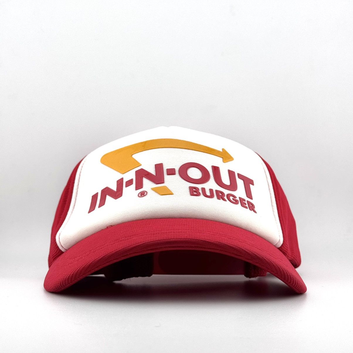 Vintage In-N-Out Burger Rubber Logo Red Trucker Cap Size ONE SIZE - 1 Thumbnail