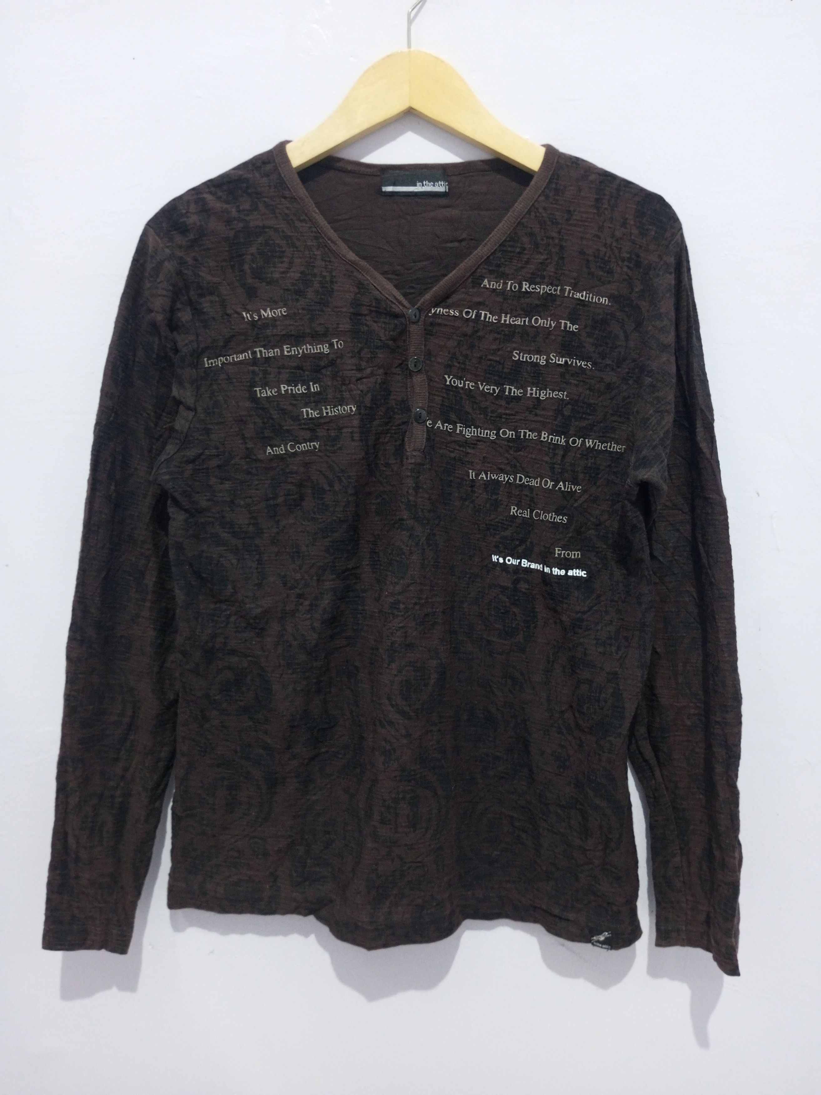 In The Attic In the attic half button poem full print long sleeve tee Size US M / EU 48-50 / 2 - 1 Thumbnail
