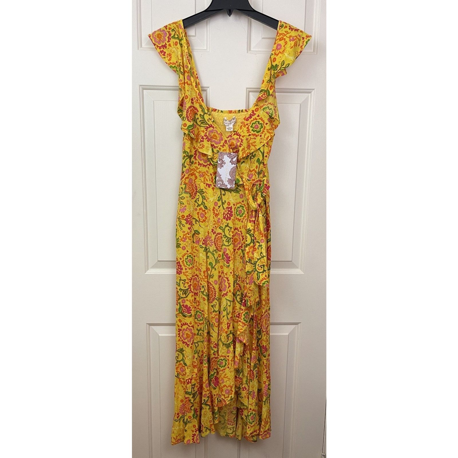 Other Band of the Free Anya Wrap Dress Womens Medium Yellow Floral Size M / US 6-8 / IT 42-44 - 3 Thumbnail
