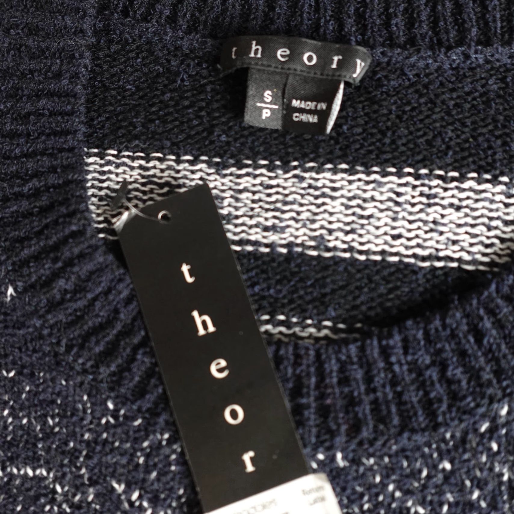 Theory VINTAGE Theory Womens Sweater Small Blue Striped Hesterly Calming Sea Cotton NEW Size S / US 4 / IT 40 - 7 Thumbnail