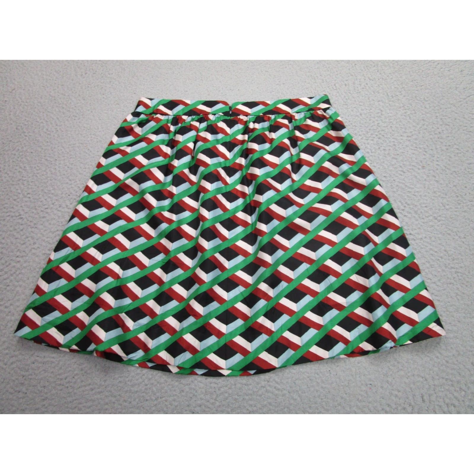 J.Crew VINTAGE J. Crew Skirt Womens 8 Mini Geometric Silk Satin Green Blue Geometric Pattern Womens 8 J.CREW Size 30" / US 8 / IT 44 - 7 Thumbnail