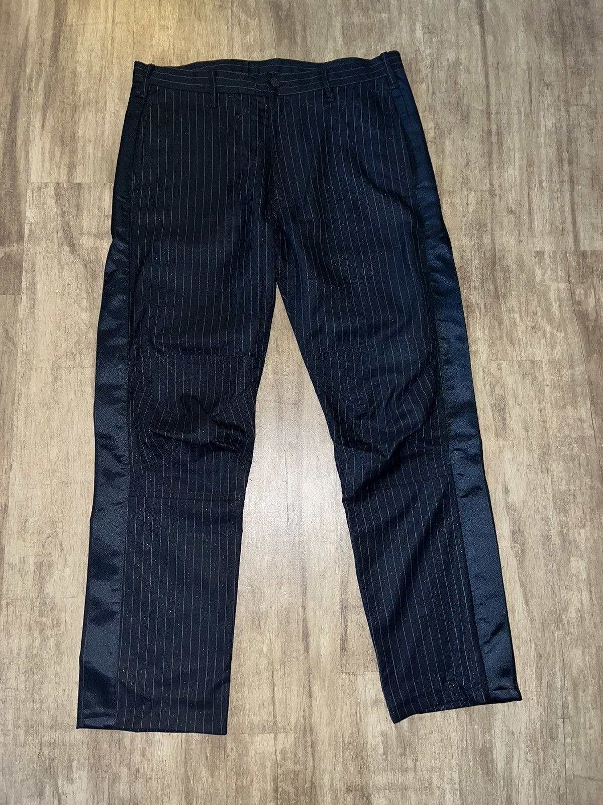 Comme des Garçons Wool Stripe Pants Vintage 80s Comme Des Garcons Homme Baggy Casual Belt Pants
