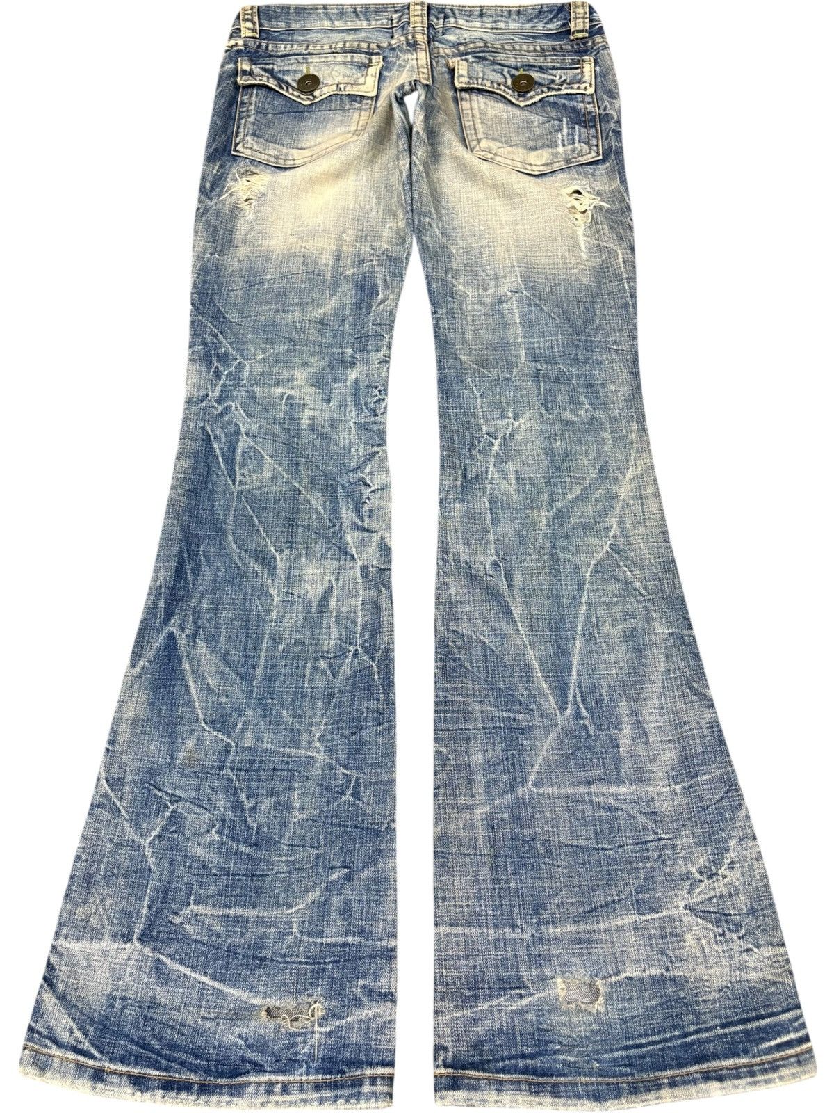 Yoshiyuki Konishi Vintage Japanese Brand Faded Distressed Flare Jeans Size 32" / US 10 / IT 46 - 2 Thumbnail