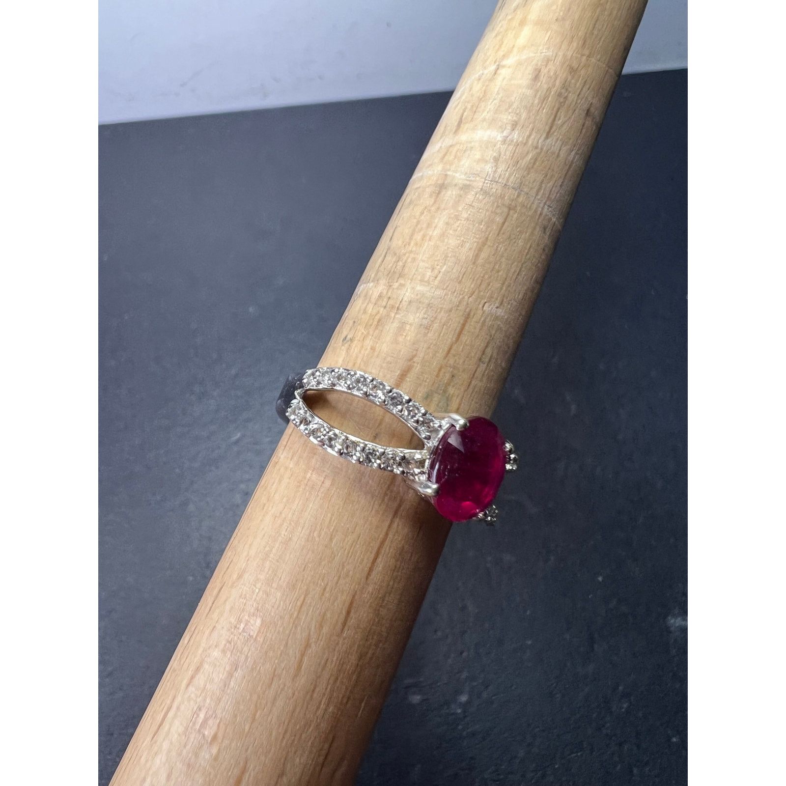 Other Ruby and zircon crisscross sterling silver ring size 9 Size ONE SIZE - 2 Thumbnail