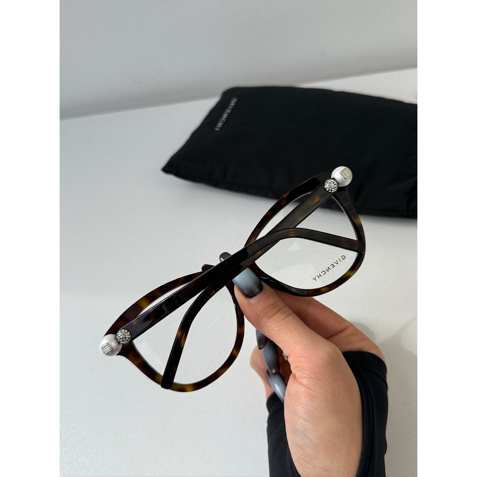 Givenchy NEW Givenchy GV50089I Cat Eye Pearl Brown Crystal Frames Size ONE SIZE - 3 Thumbnail