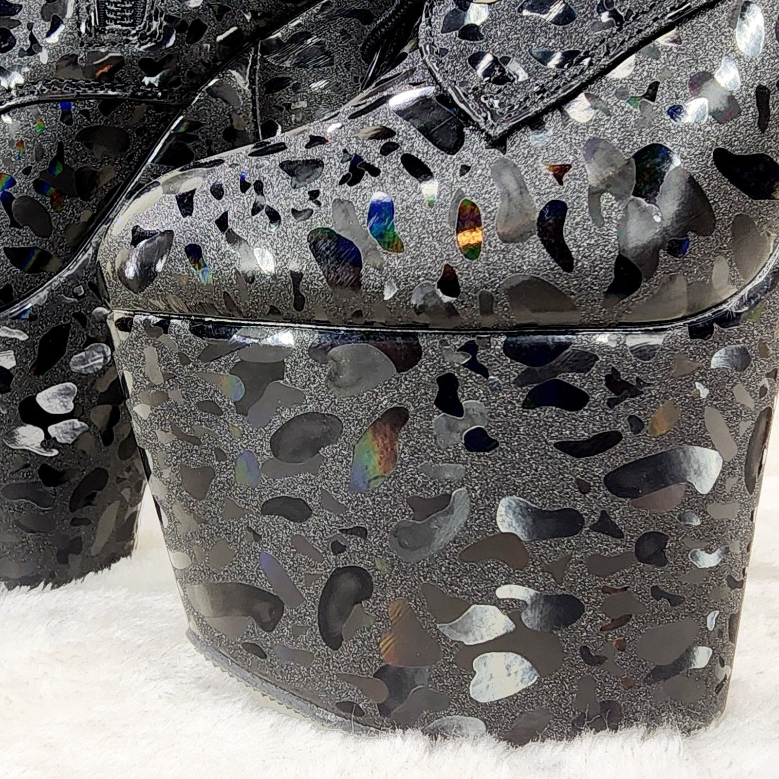 Other Adore 1040 Black Leopard Hologram 7" High Heel Platform Mid Size US 12 / IT 42 - 6 Thumbnail
