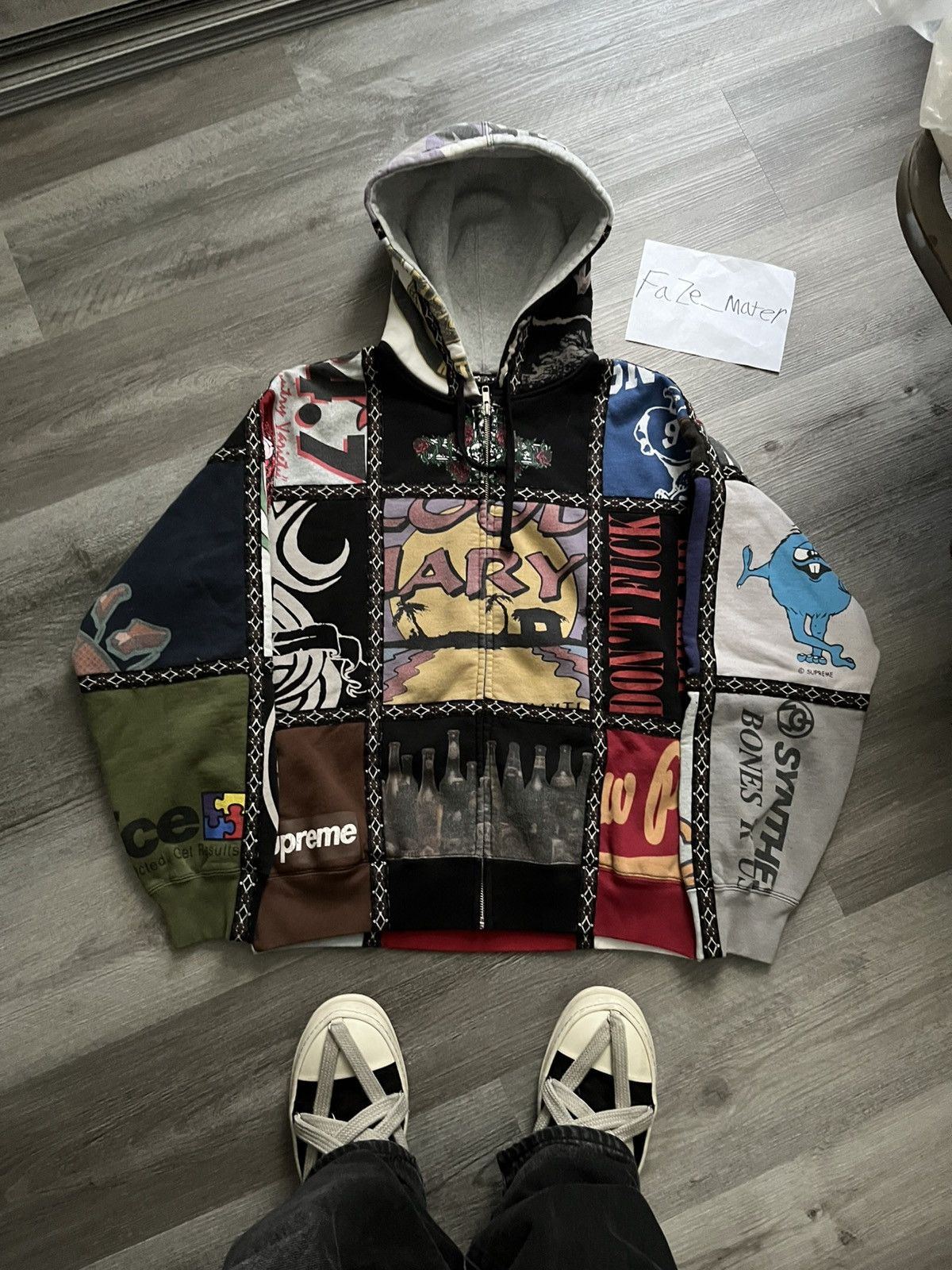 Number (N)ine × Supreme Supreme x Number Nine Patchwork Hoodie