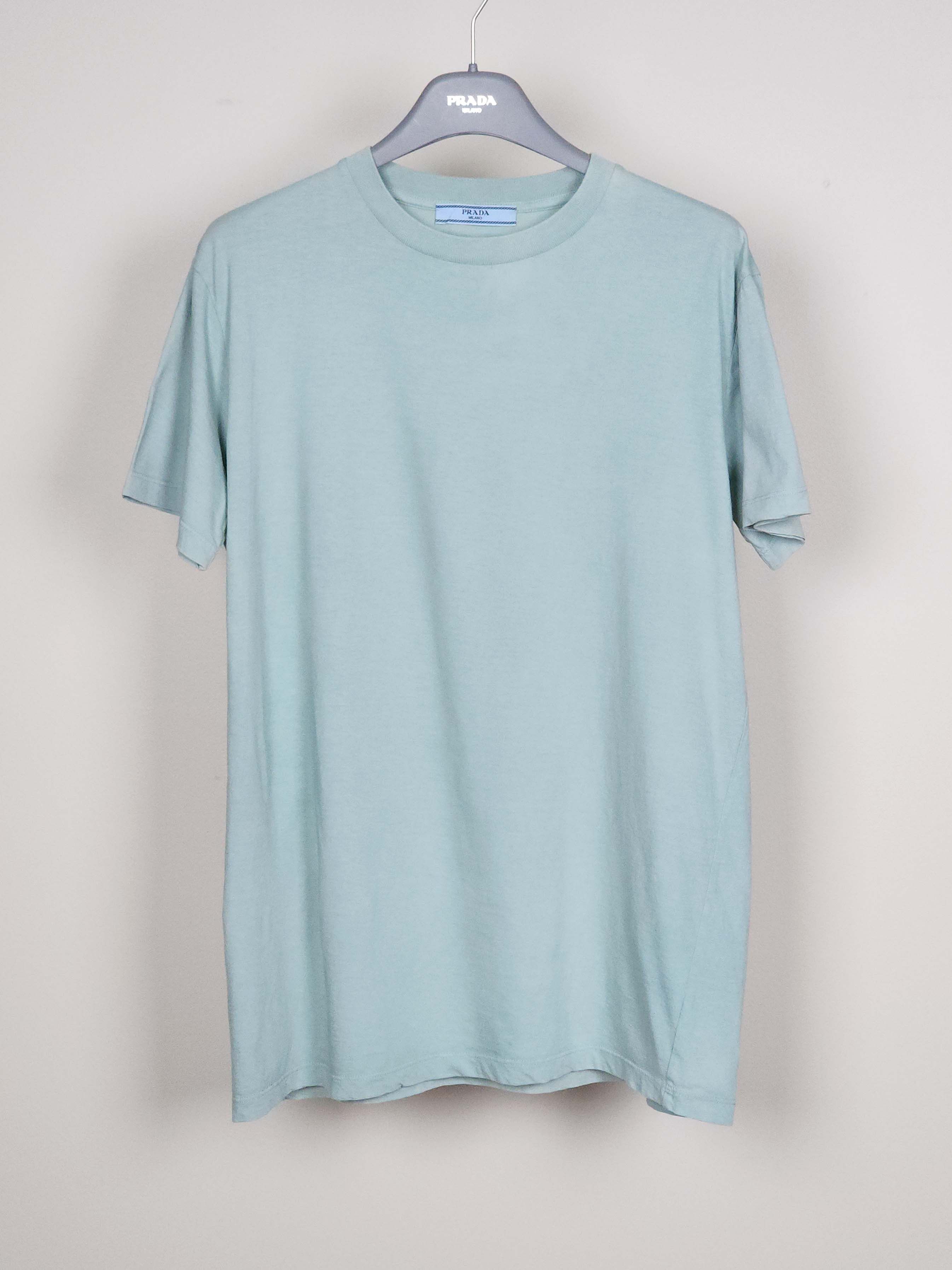 Prada Light Green Cotton Logo Patch T-Shirt Large Size L / US 10 / IT 46 - 1 Thumbnail