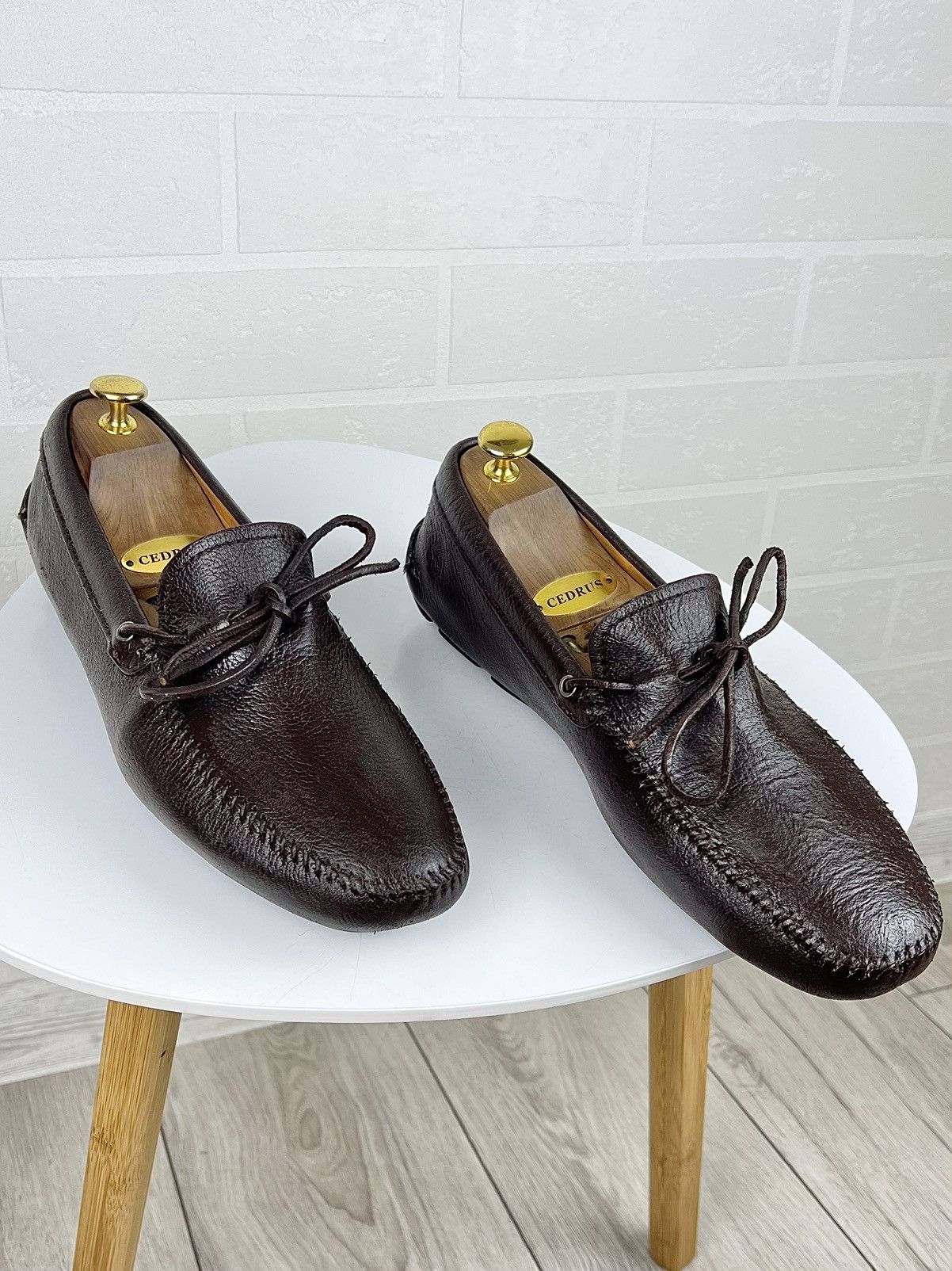 Prada PRADA MILANO Loafers Leather Drivers Mocassins Logo Brown Size US 10 / EU 43 - 3 Thumbnail