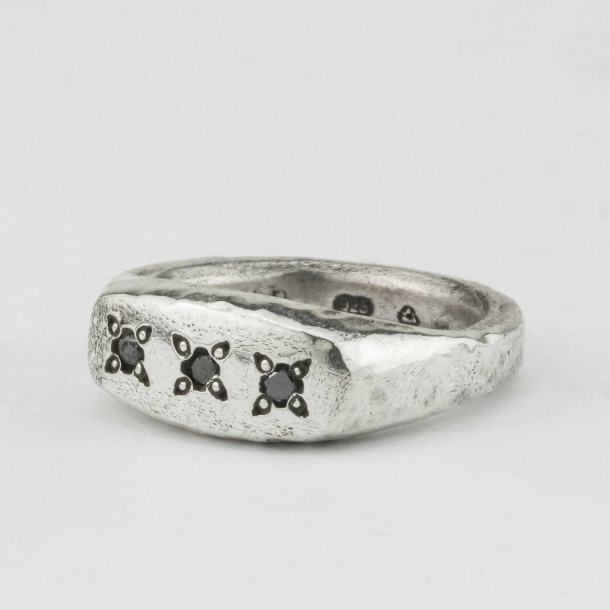 Henson Henson Black Diamond 925 Signet Ring Size ONE SIZE - 12 Thumbnail