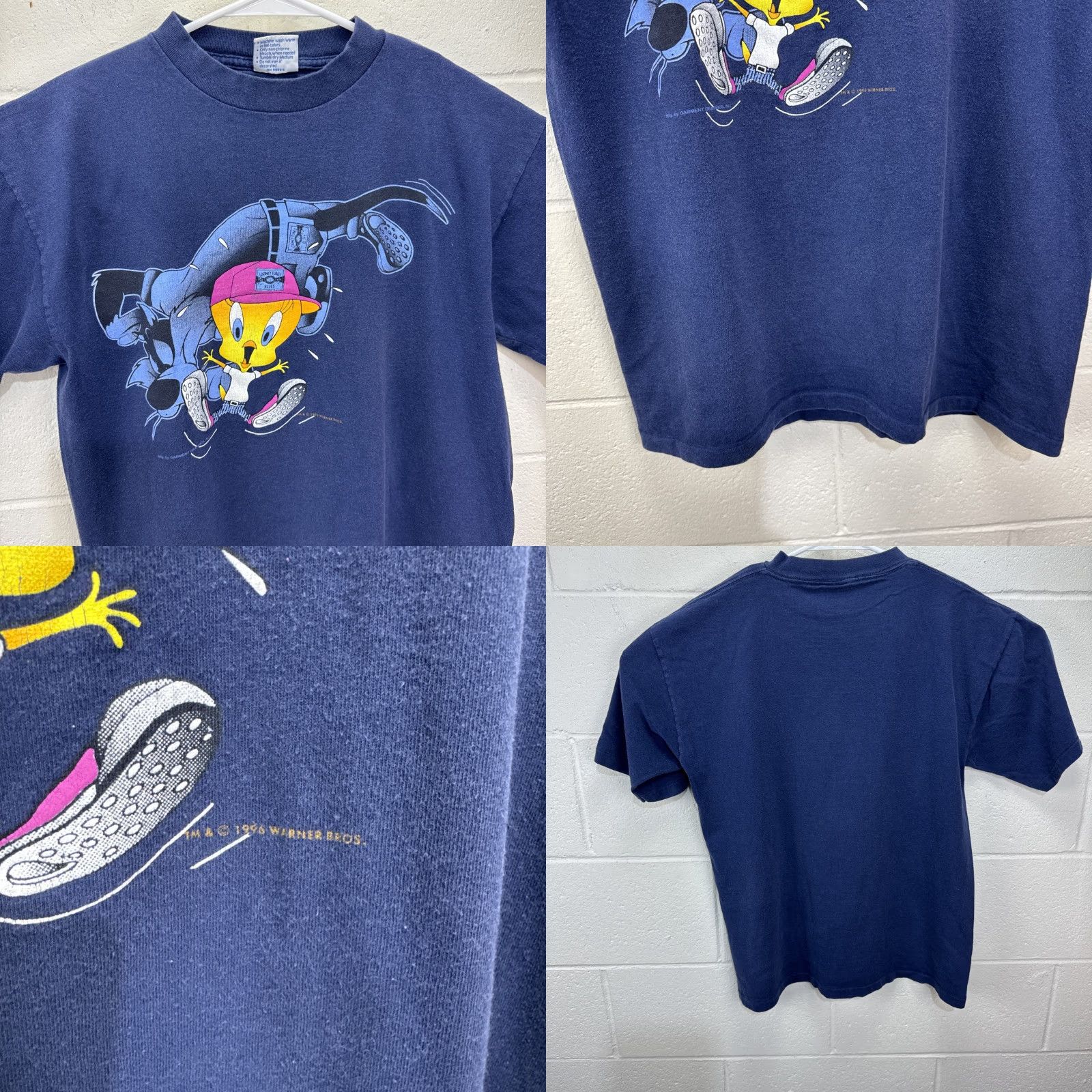 Vintage VINTAGE Looney Tunes Sylvester Tweety Baseball Cartoon T-Shirt Men Large Blue 90s Cartoon Bird Animals Size US L / EU 52-54 / 3 - 8 Thumbnail