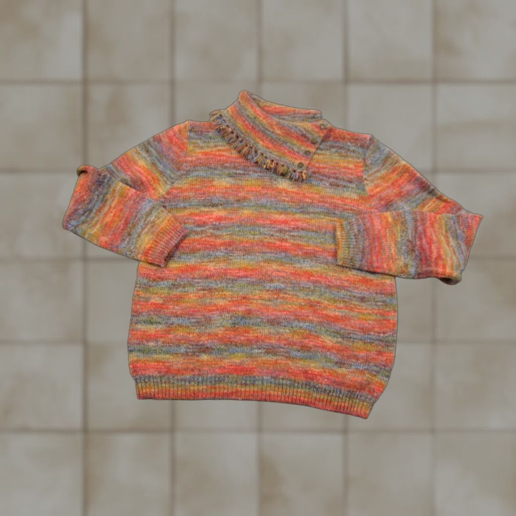 Vintage VINTAGE Alfred Dunner Sweater Women PL Orange Striped Wool Acrylic Mock Neck Long Sleeve Pullover Knit Casual 90s Womens Size L / US 10 / IT 46 - 1 Thumbnail