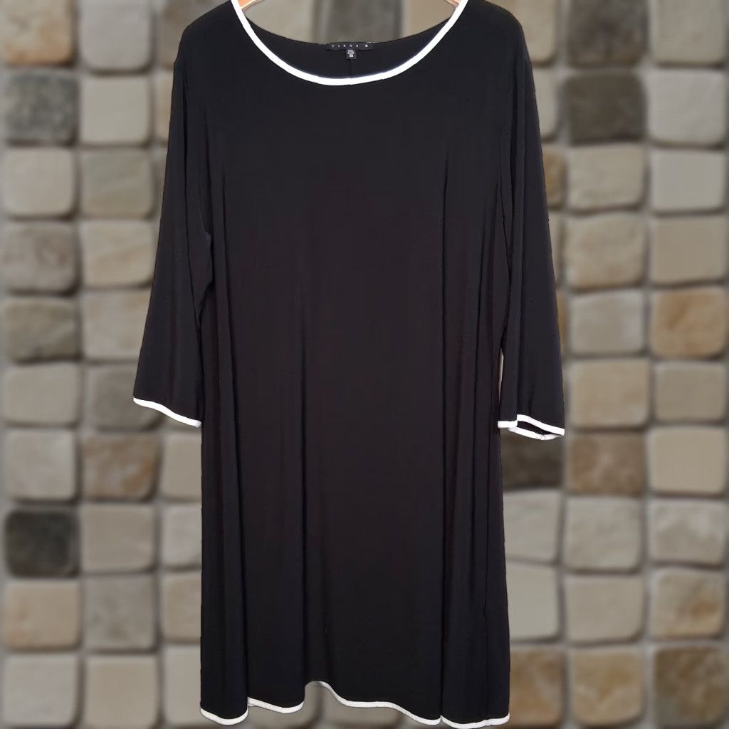 Vintage Tiana B Dress Plus Size Black White Trim Knee Length Classic Party Office Wear Size XXL / US 16-18 / IT 52-54 - 1 Thumbnail