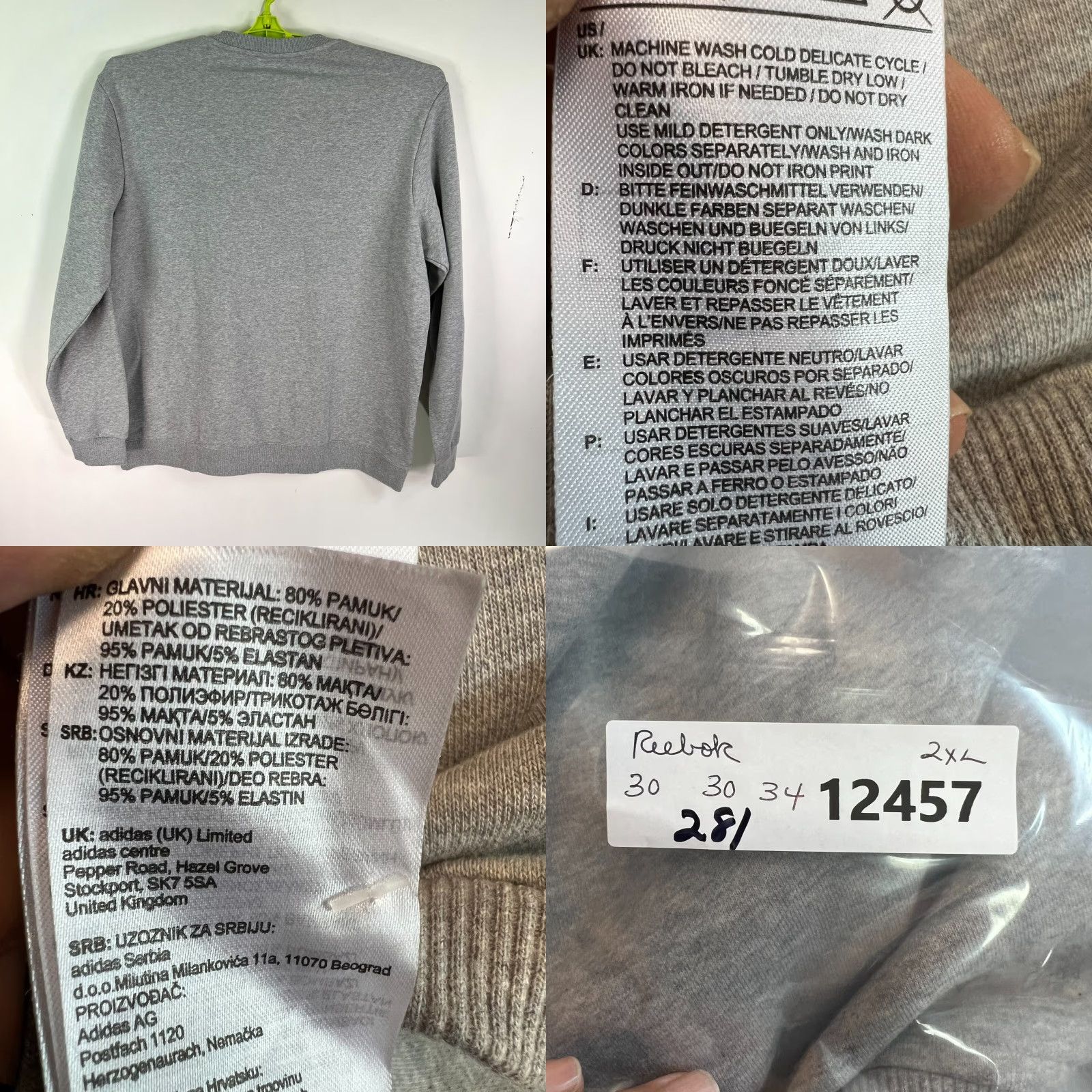 Reebok Reebok Training Sweatshirt Mens 2XL Gray Long Sleeve Spell Out NWT Size US XXL / EU 58 / 5 - 8 Thumbnail