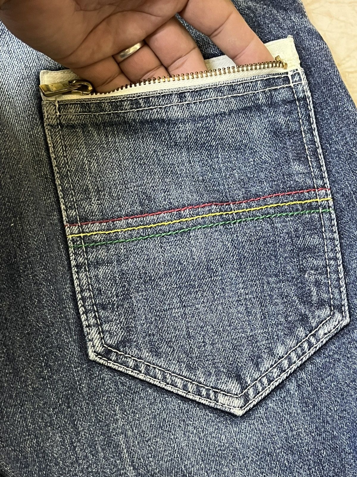 Japanese Brand SICK Y2K JAPANESE BRAND RASTA COLOUR JEANS MADE IN JAPAN Size US 32 / EU 48 - 12 Thumbnail