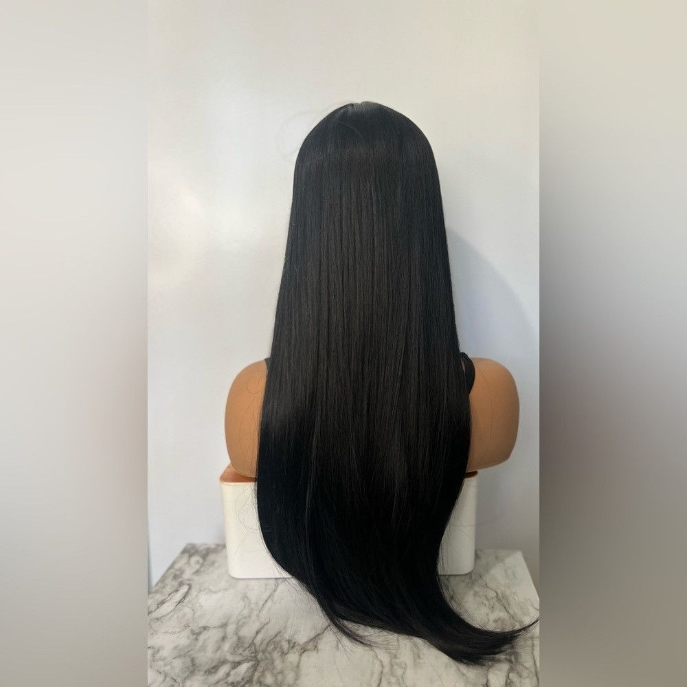 Other 33 Inch Long Black Wig With Bangs Thick beautiful Straight Size ONE SIZE - 8 Thumbnail