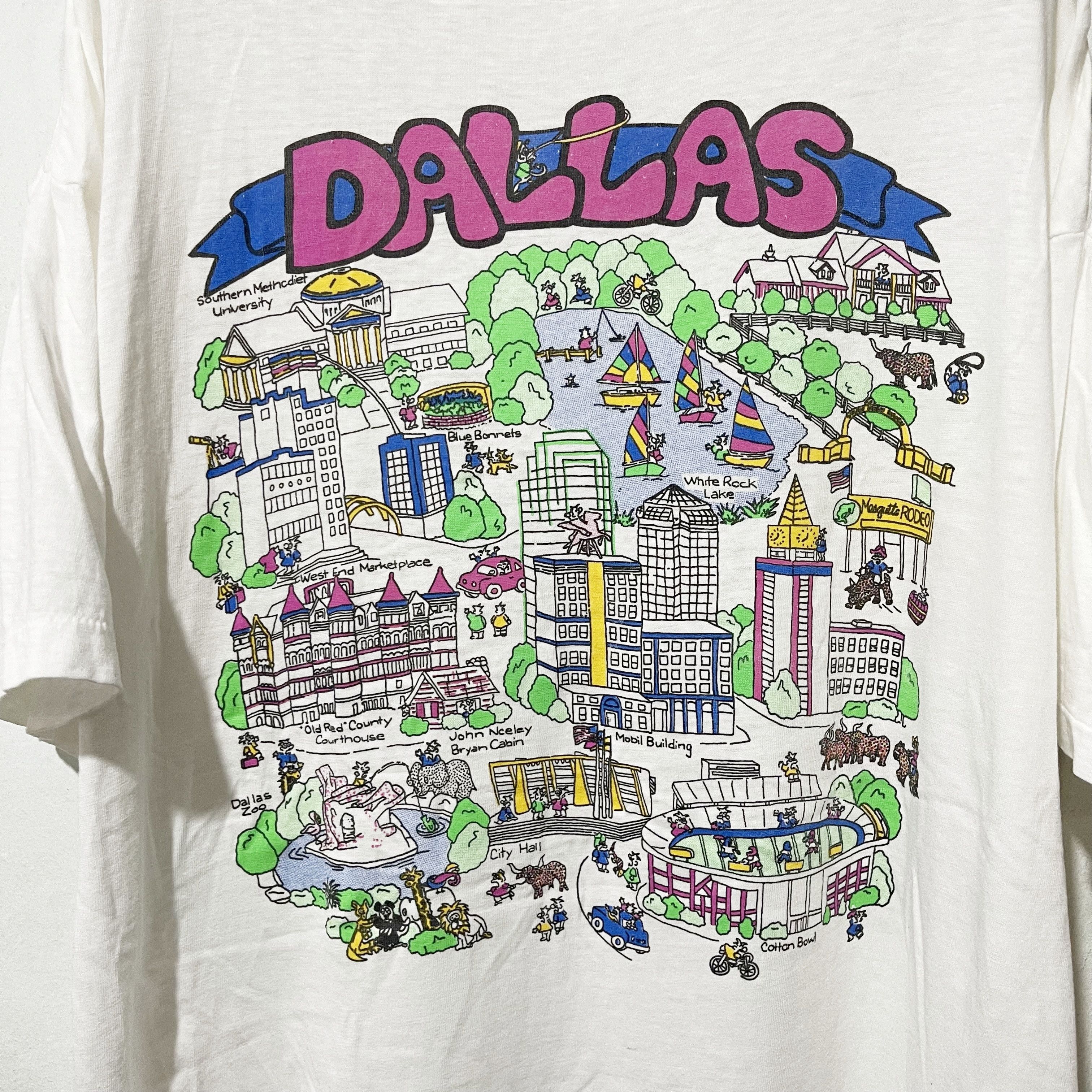 Vintage Vintage 90s Dallas Texas City Map T-Shirt Size US XL / EU 56 / 4 - 2 Thumbnail