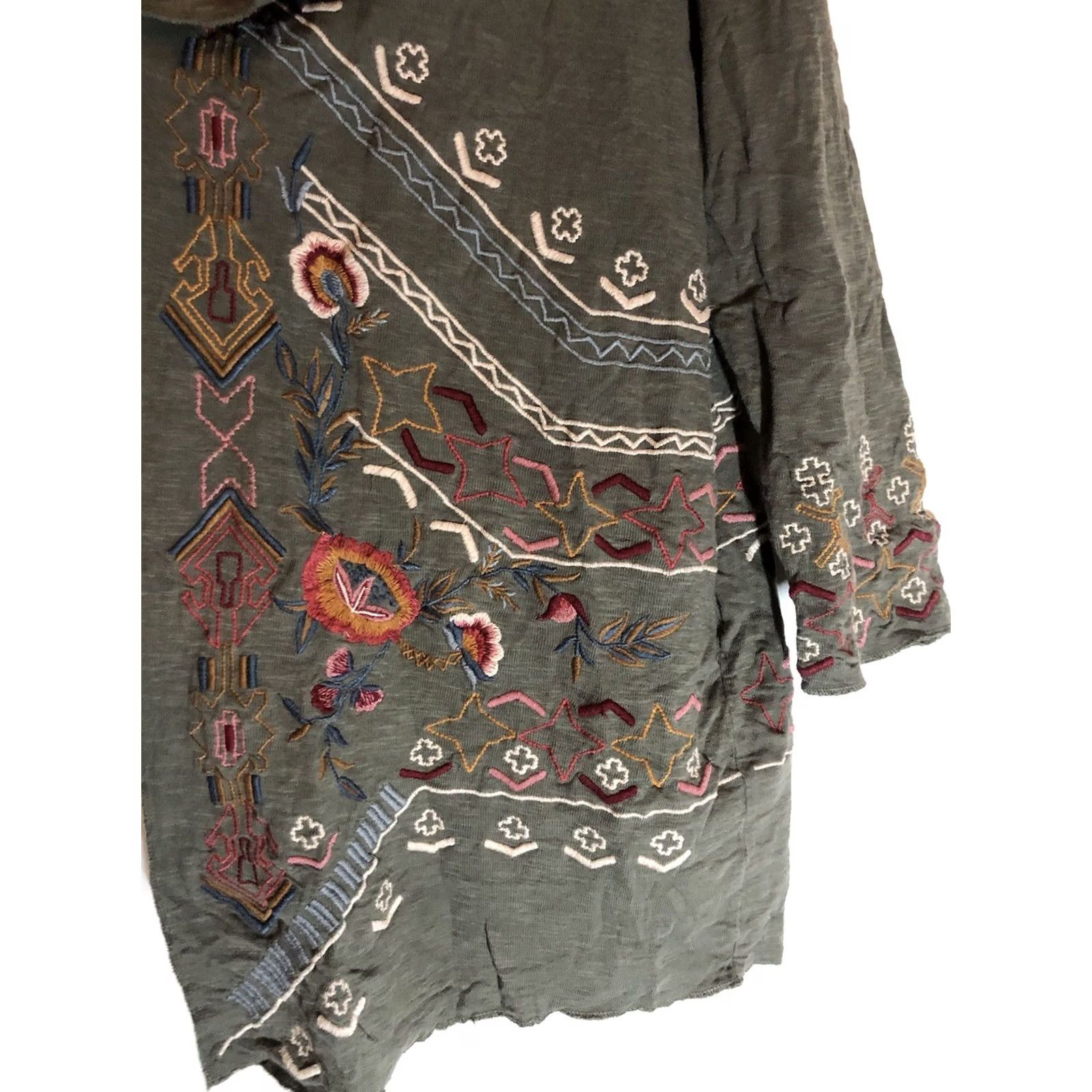 Anthropologie VINTAGE Karyn Seo Anthropologie Embroidered Jacket Cardigan Hooded Green Large Women's Jacket Size L / US 10 / IT 46 - 2 Thumbnail
