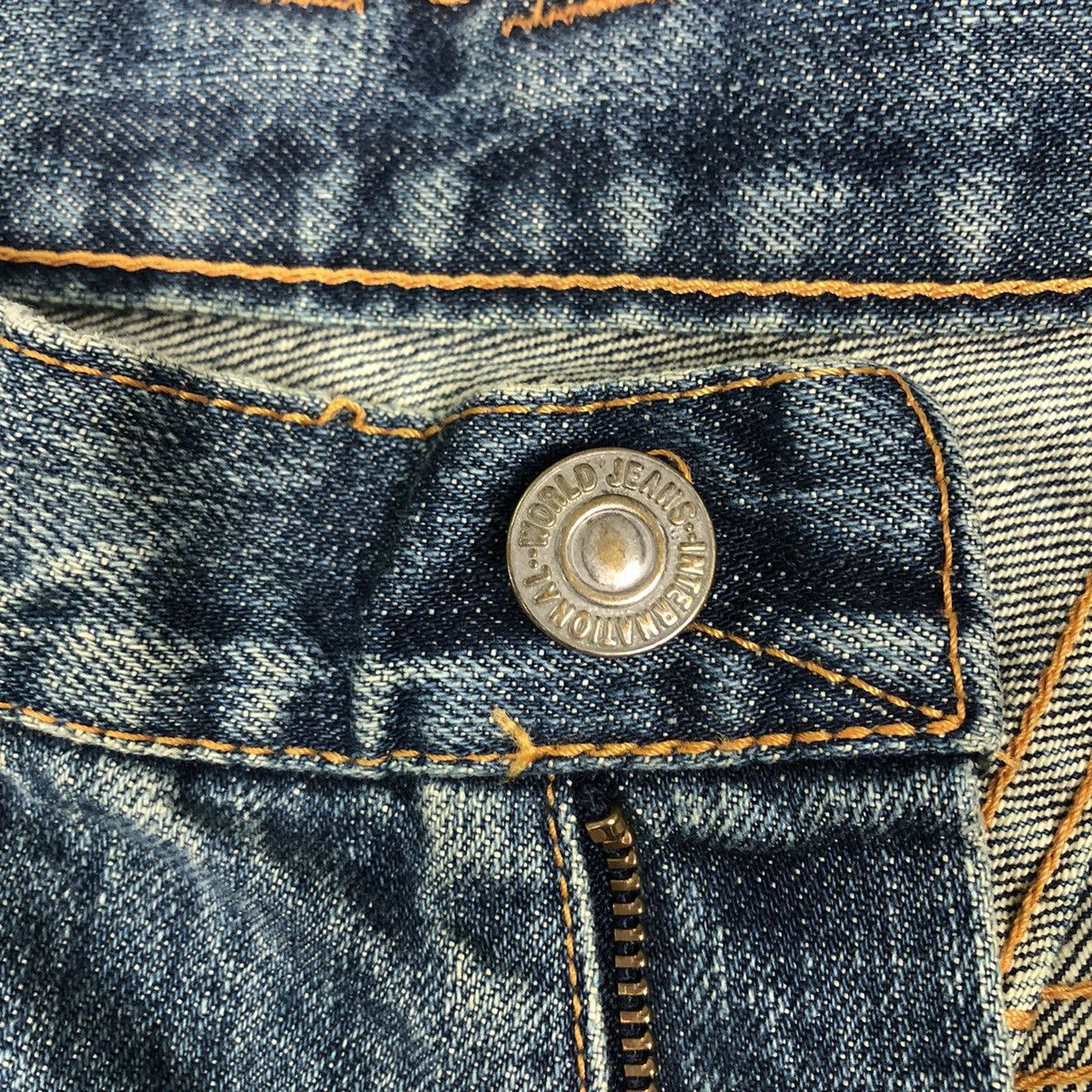 Japanese Brand 🔥Addnine Genuine Garment Denim Jeans Cross Big Logo Pocket Size US 35 - 16 Thumbnail