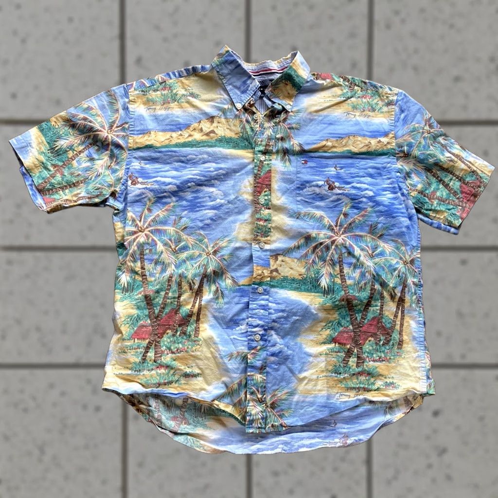 Tommy Hilfiger Tommy Hilfiger Hawaiian Shirt Mens XL Aloha Camp Cotton Colorful Floral AOP Button-Up Casual Beach Tropical Size US XL / EU 56 / 4 - 1 Thumbnail