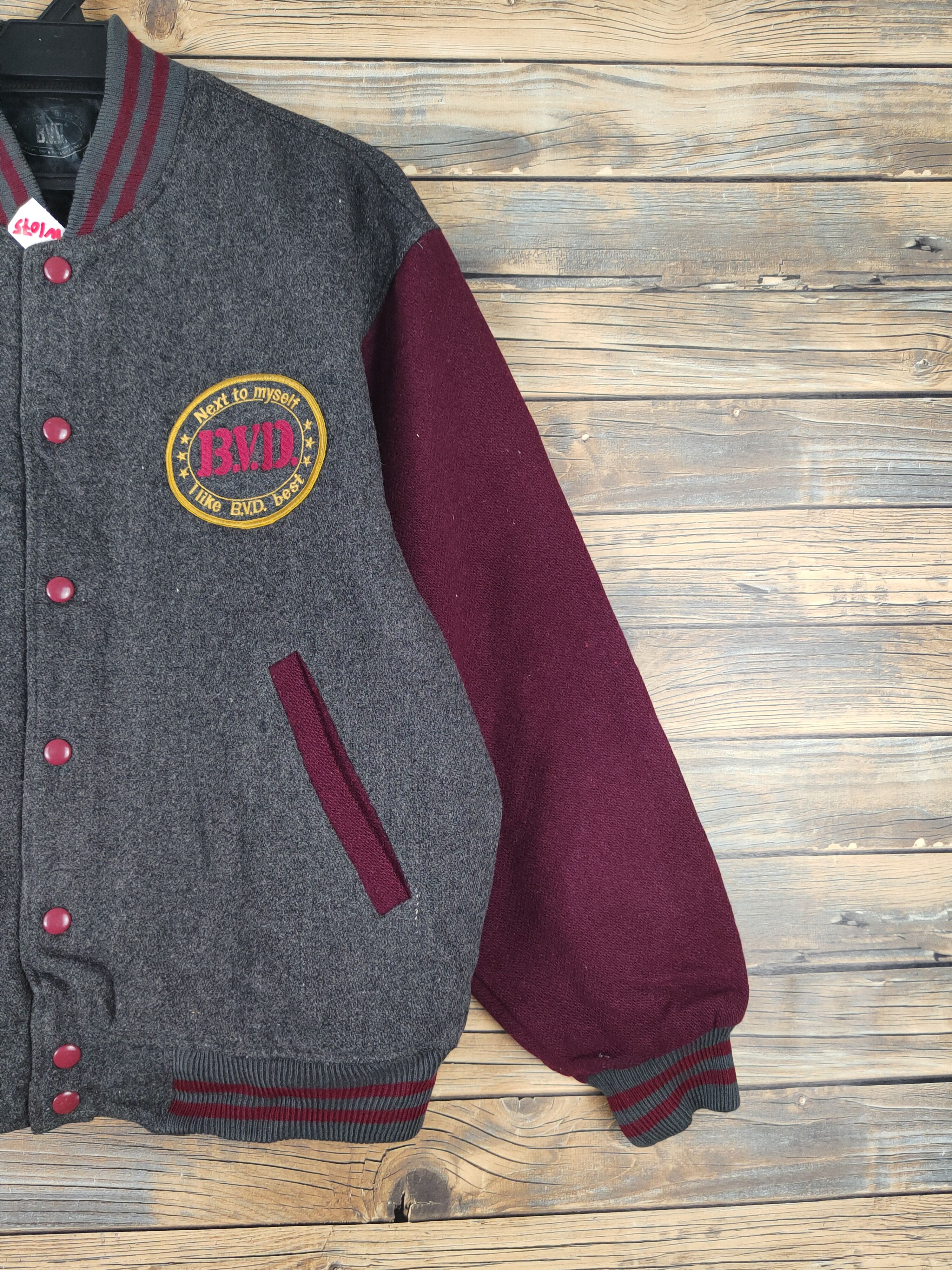 Japanese Brand B.V.D Dark Gray vintage Varsity Jackets #W1075 Size US L / EU 52-54 / 3 - 6 Thumbnail