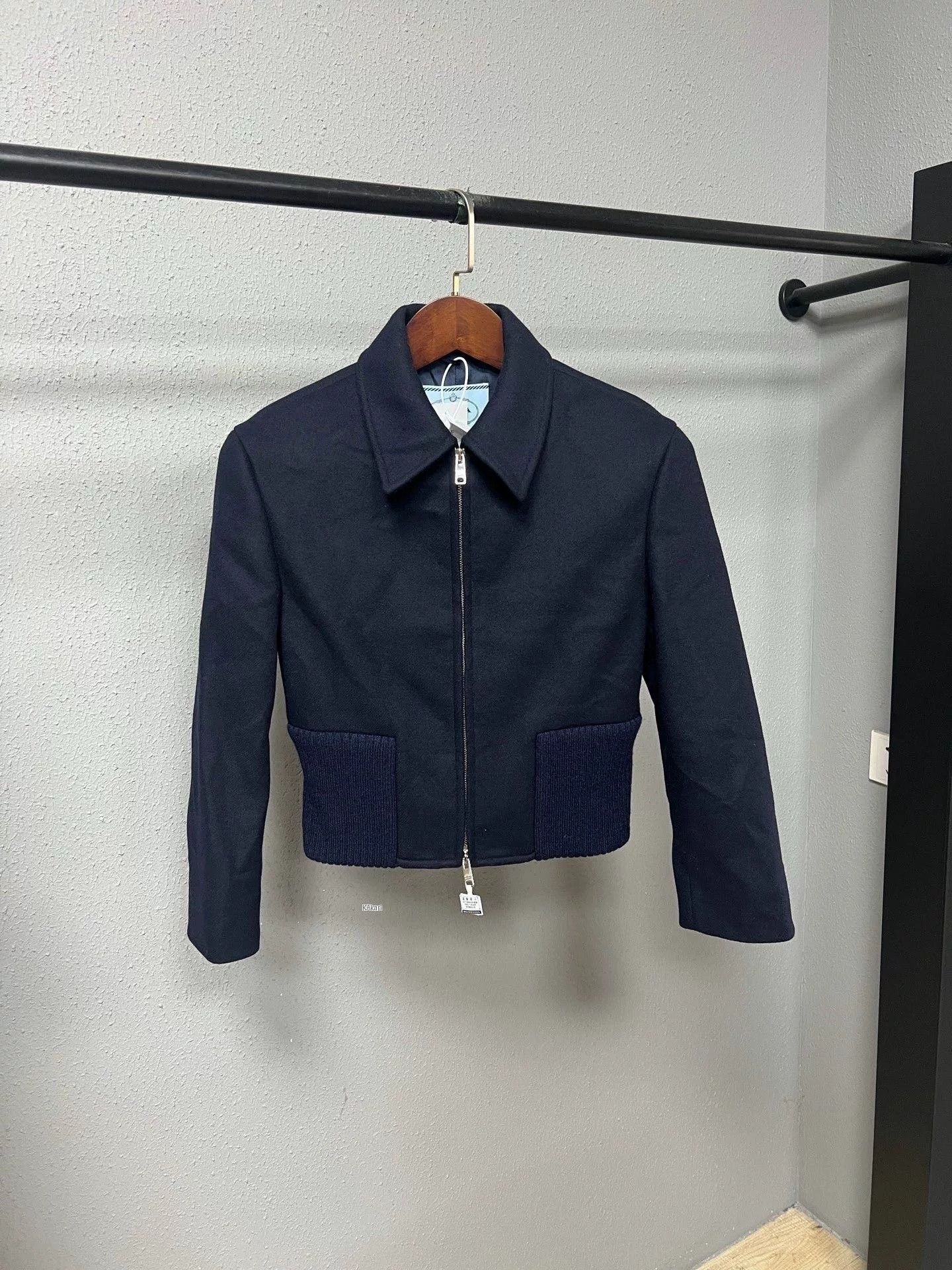 Prada Prada Deep Blue Short Paneled Wool Jacket Size US 5 / EU 37 - 1 Thumbnail