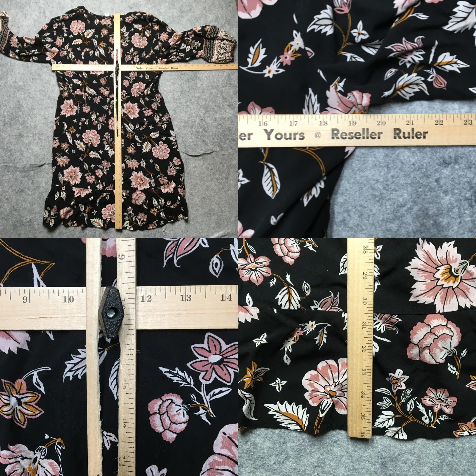 Old Navy Old Navy Dress Womens XL Black Floral V-Neck 3/4 Sleeve Fit Flare Boho Size XL / US 12-14 / IT 48-50 - 8 Thumbnail