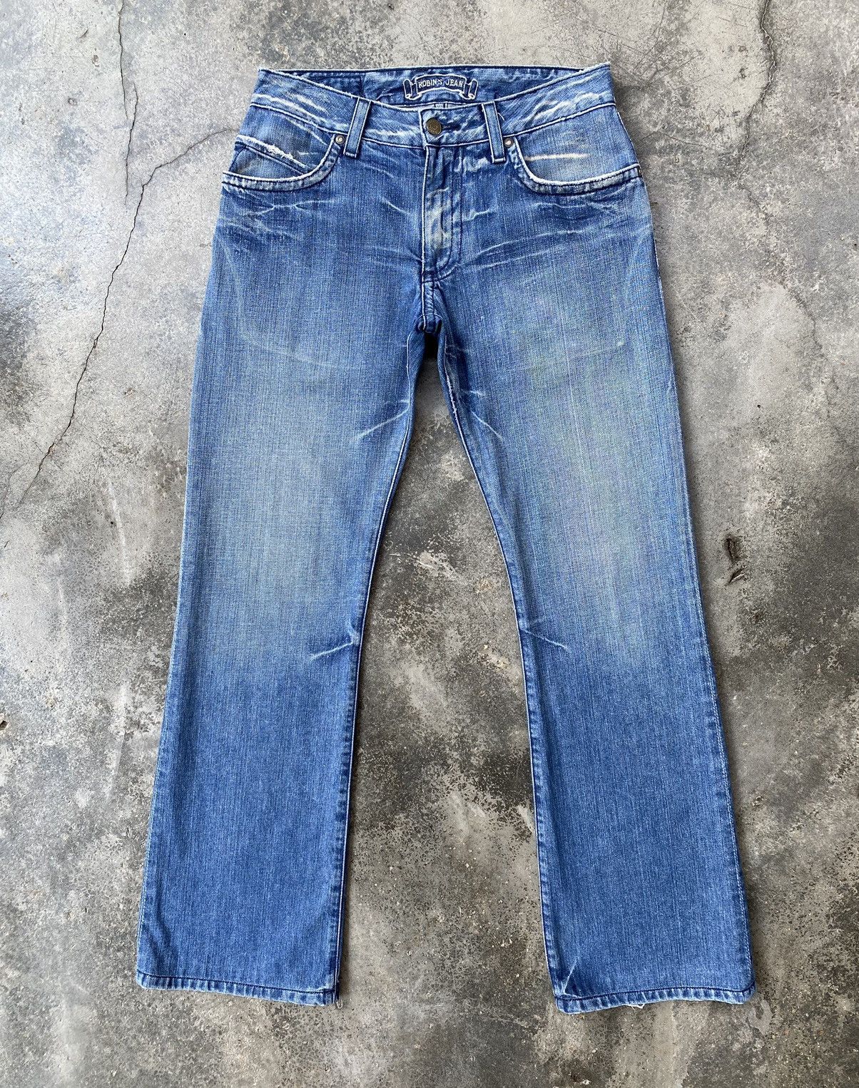 image of Vintage Robins Jean Distressed Denim Pants in Faded Blue, Men's (Size 30)