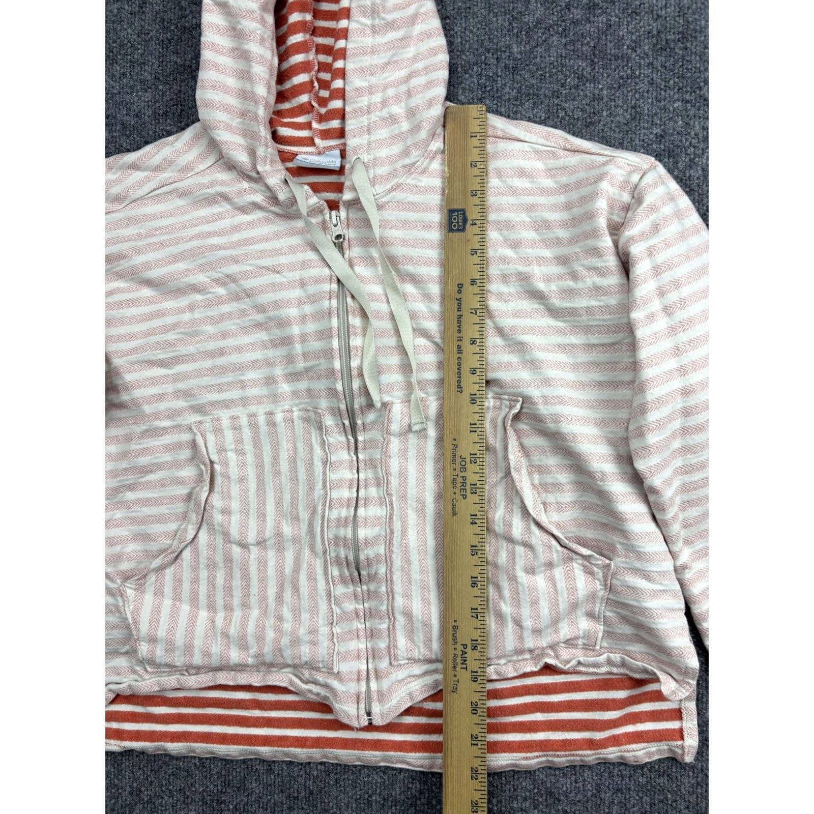 Vintage Columbia Hoodie Womens XL Orange Striped Full Zip Knit Lightweight Sweatshirt Size XL / US 12-14 / IT 48-50 - 3 Thumbnail