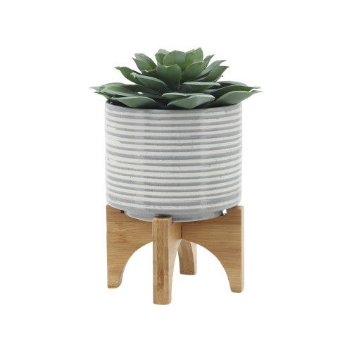 Designer × Homemade CERAMIC, S/2 5/8" PLANTER ON STAND, GRAY Size US L / EU 52-54 / 3 - 5 Thumbnail