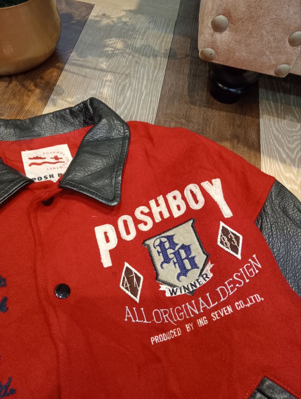 Japanese Brand VINTAGE POSHBOY PATCHES VARSITY JACKET Size US L / EU 52-54 / 3 - 6 Thumbnail