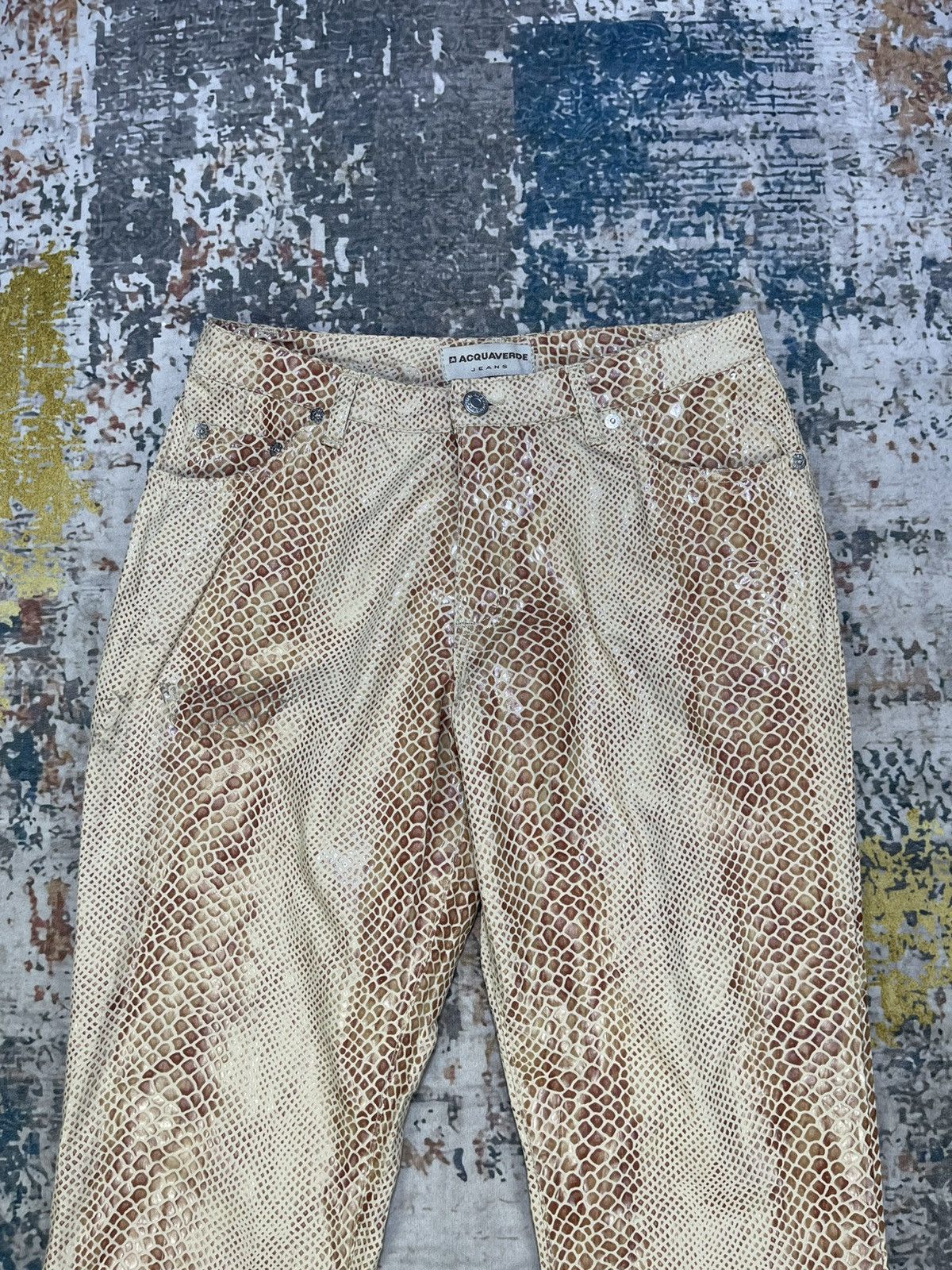If Six Was Nine Acquaverde Snakeskin Flare Pants Size 28" / US 6 / IT 42 - 4 Thumbnail